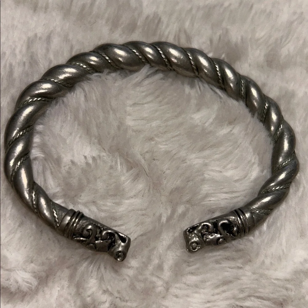 Unisex Twisted Silver Bracelet dragon heads